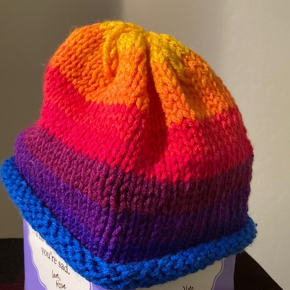 Hand Crafted Other - Hand knit, rainbow hat for a small child